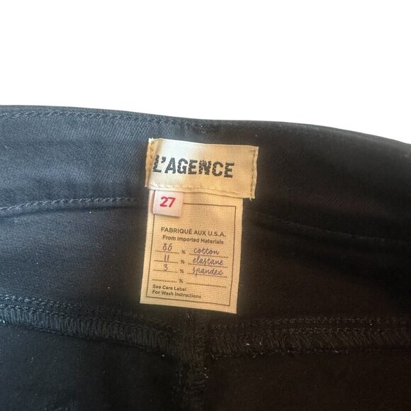 L'Agence Marguerite Black Coated Skinny Jeans Pants Glitter Sparkle Size 27 NWT - Picture 7 of 12